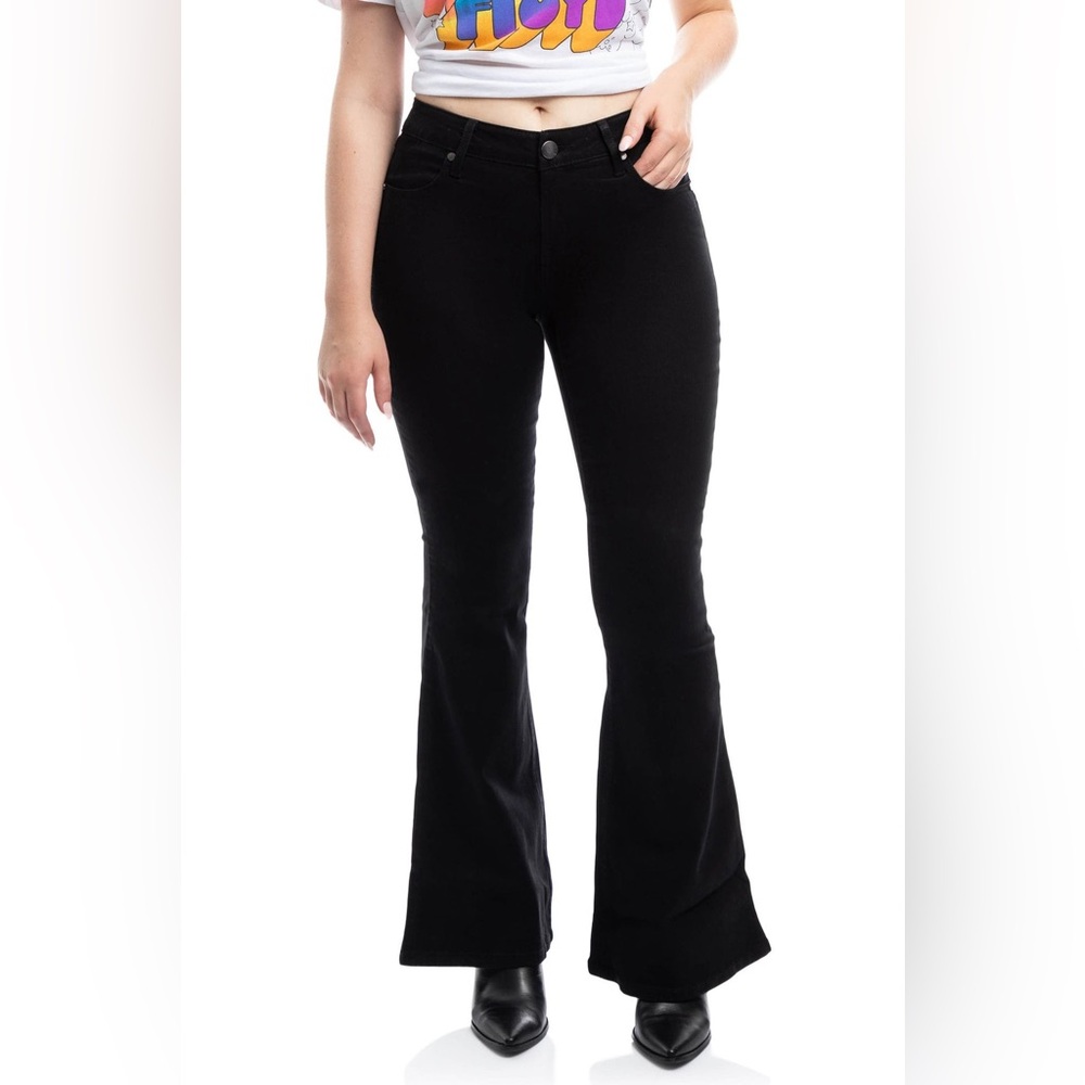 1822 Denim Black Jeans Pants Flare Bootcut Women’s size 12 High Rise Stretch